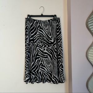 KC Stevens Zebra Print Stretch Midi Ruffled Edge